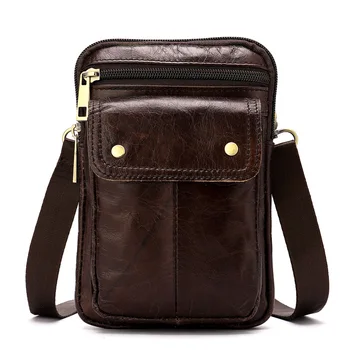 

2018 Vintage Genuine Leather Waist Bag Men Travel High Quality Belt Bags Waterproof Casual Small Phone Shoulder Bag Waist Packs