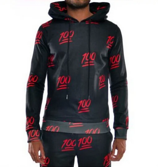 new mens 100 Emoji jogger hoodies 