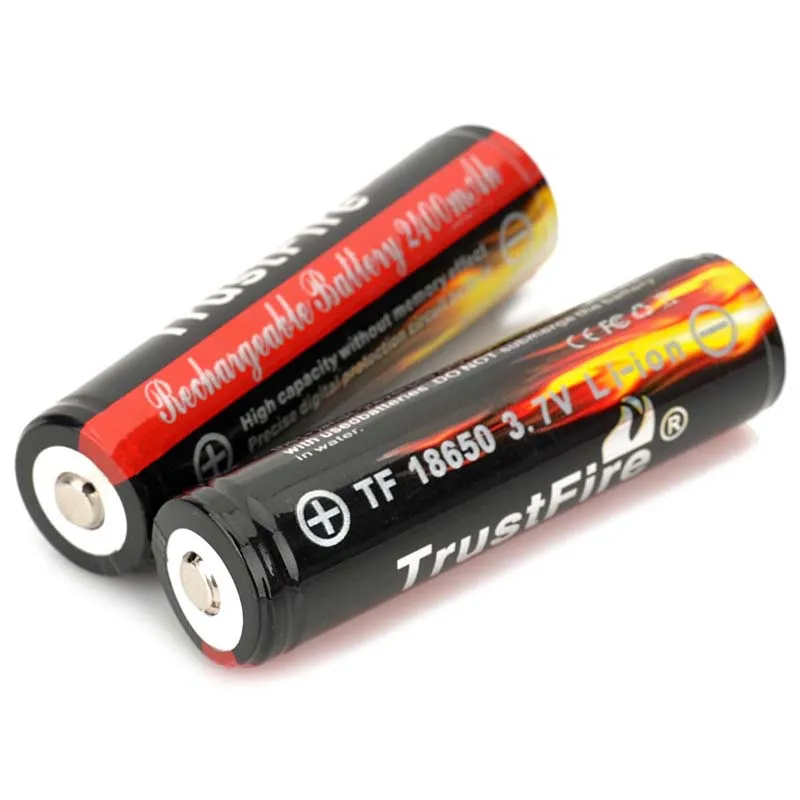 2 шт./лот с защитой TrustFire 18650 3 7 В 2400 мАч литиевые аккумуляторы аккумуляторная
