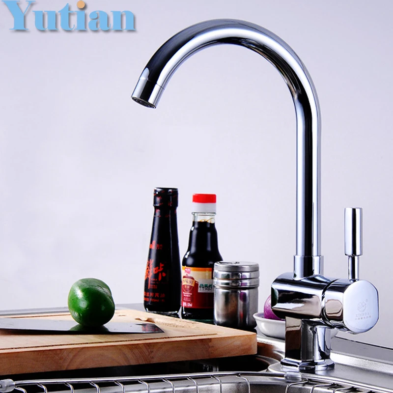 Free shipping kitchen cozinha Chromed single lever sink tap swivel hot and cold kitchen faucet mixer