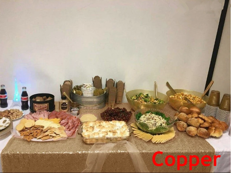 

Copper tablecloth 60x102in Glitter Round Rectangular Embroidered Sequin Table cover for Wedding Party Christmas Decoration