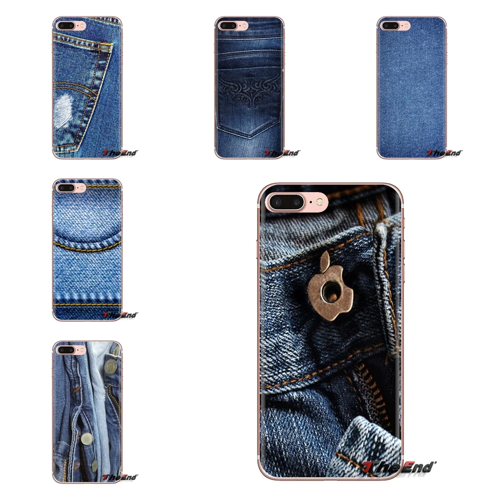 Для iPod Touch Apple iPhone 4 4S 5 5S SE 5C 6 6S 7 8 X XR XS Plus MAX силиконовый чехол из джинсовой ткани