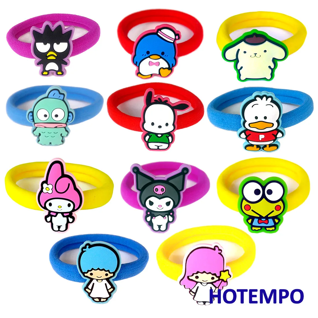 Милый мультфильм Pochacco Pekkle Maru Keroppi Kuromi Melody Twinstars Япония Kawaii Девушки эластичные волосы резинки кольцо для девочек подарок