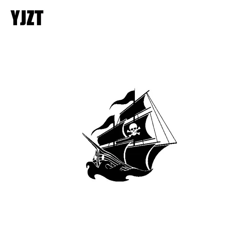 

YJZT 17.8CM*17.5CM Pirate Boat Adventure Vinyl Black Silver Motorcycle Car Sticker Decals C13-000421