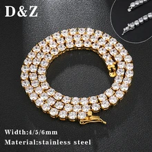 D& Z 1" Iced Out Bling Zircon 1 ряд теннисная цепочка Ожерелье для мужчин очаровательные аксессуары в стиле хип-хоп