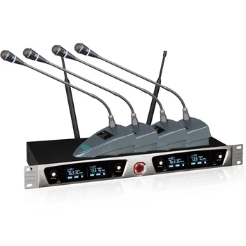 

Free shipping UHF 4 gooseneck microphone base transmitter+1 receiver conference meeting wireless microphone system