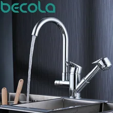 Becola новый дизайн вытащить кухонный кран на бортике раковины кран 360 поворотный хром латунь смесителя B-8207