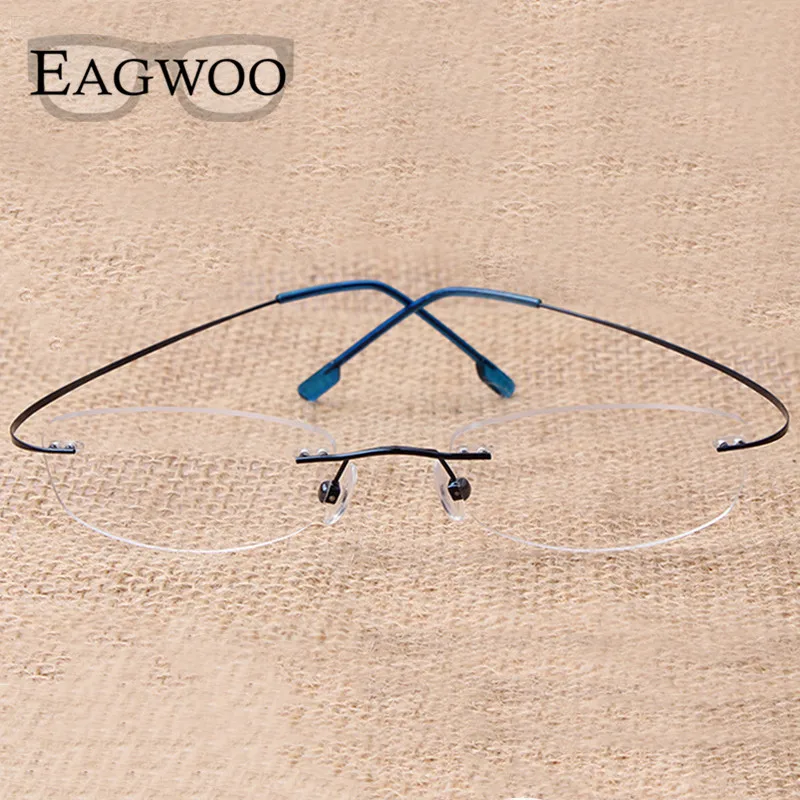 Cheap Pure Titanium Eyeglasses Rimless flexible Optical Frame Prescription Spectacle Frameless Glasses Eye glasses 010 Line Temple