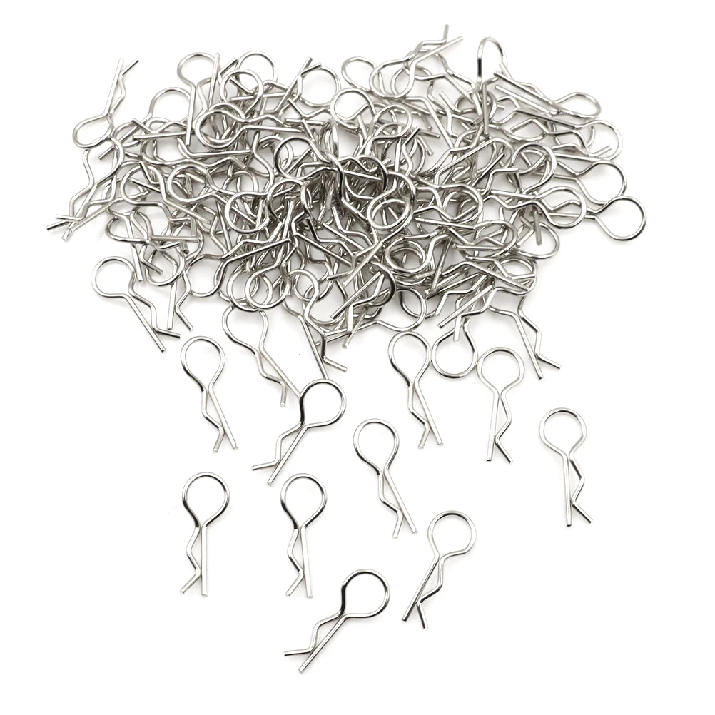 100pcs Stainless 1 10th Scale Bend Body Clips R Pin Sliver Buggy Shell font b RC