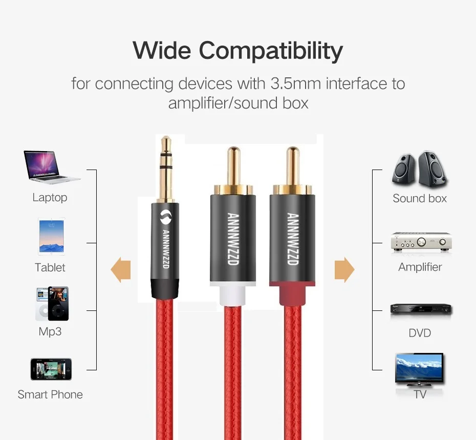 Кабель RCA с разъемом 3 5 мм аудиокабель со штекером 2 на штекер кабель Aux 1 м для Edifer