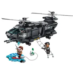 Enleten город полицейских с двумя вёслами черный орел вертолет клоун строительные блоки наборы кирпичи модель детские игрушки Совместимые