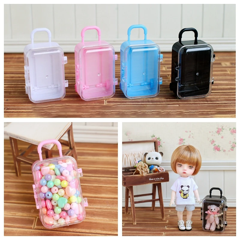

1PCS Blyth 1/6 Dolls 7.5cm Mini Traveling Case 4 Colors Plastic Suitcase for 1/8 1/12 BJD OB11 20CM doll Props Dolls Accessories