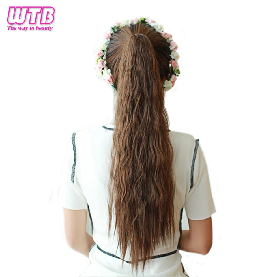 

WTB 22" Long Corn Curly Ponytail Hairpiece Heat Resistant Synthetic Hair Long Curly Ponytail Clip Fake Hair