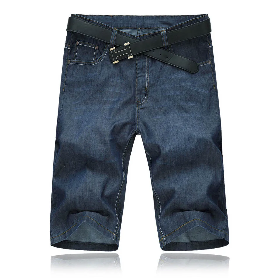 Men Denim Shorts Jeans Brand Large Size 38 52 Slim Fit Cotton Straight