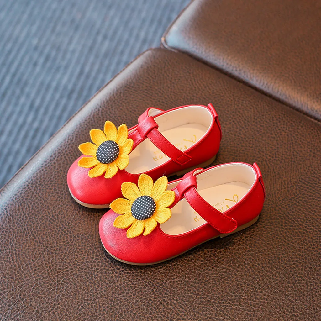 Для детей ясельного возраста, детская обувь для девочек Дети Подсолнухи в пасторальном одинарная обувь для принцессы сандалии Chaussure Enfant fille# y2* 1 - Цвет: Красный
