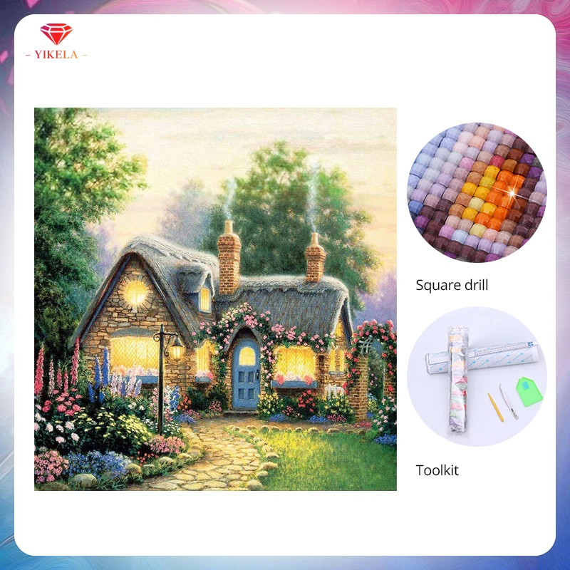

YIKELA Cabin Diamond Painting Cross Stitch Diamond Embroidery 5D Mosaic Painting Stickers DIY Home Decoration Accessories Kits