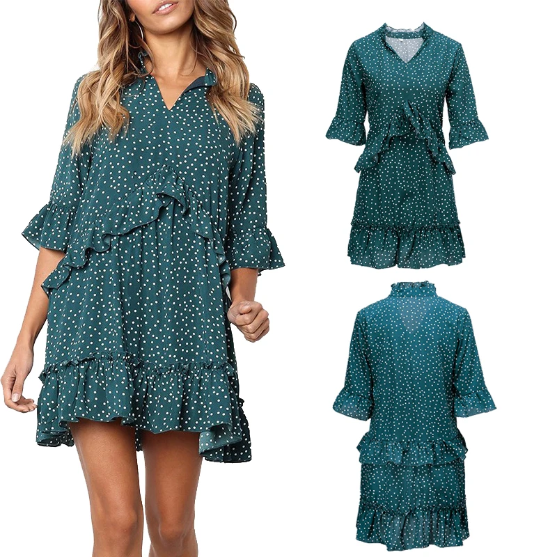 

New Chiffon summer dress women plus size dress V-neck Dot Beach style Bohemia dresses vestidos de verano 2019 B11213