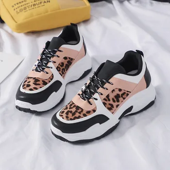 

2019 autumn new fashion simple color matching thick soles casual shoes women trend comfortable leopard flat shoes