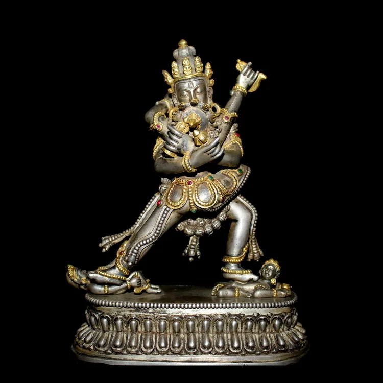 Shengle King Kong Стерлинговое Серебро статуя непальского Будды double bodhisattva|Статуи и