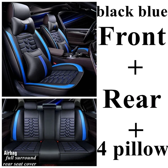 black blue luxury Передние+ задние автомобильные чехлы для Nissan Qashqai Kicks Navara D22 Juke X-trail Leaf Tiida Versa Patrol LIVINA NP300 Sentra Murano - Название цвета: black blue luxury
