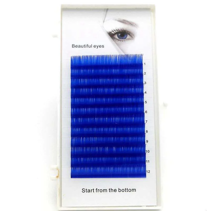 C/D curl 0,07/0,1 мм 8/15 мм Ложные ресницы синий цвет индивидуальный ресниц цветные ресницы Искусственный объем и удлинение ресниц