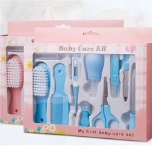 Подарочный набор для ухода за новорожденными, набор для ухода за волосами для мальчиков и девочек, безопасные маникюрные машинки для стрижки ногтей, гребень, кисть для волос, термометр для ухода за детьми