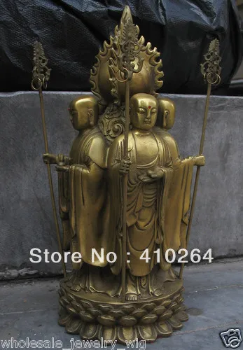 

[Nice Discount ] 8.5"H Chinese bronze 4-face Ksitigarbha buddha statue