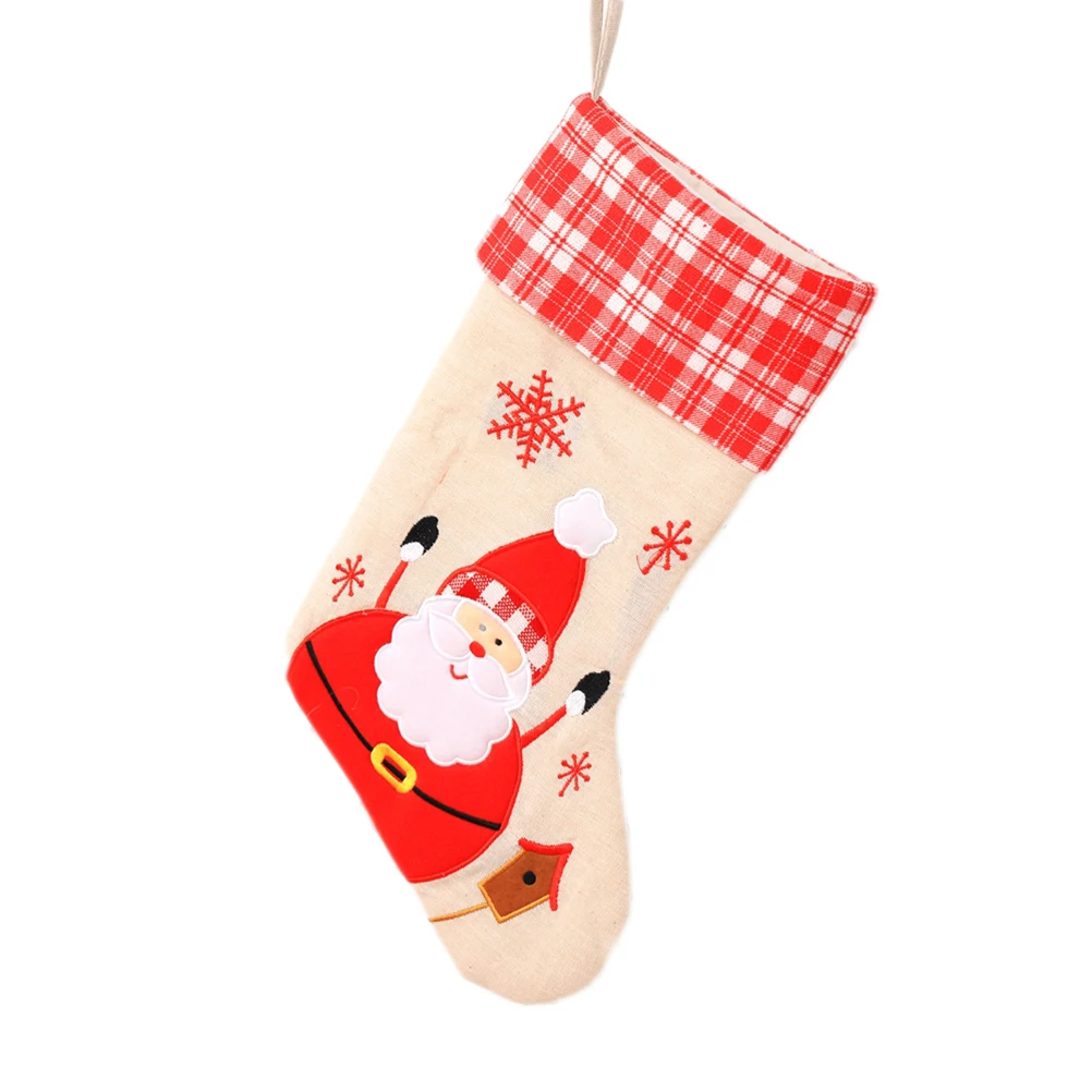 1pc Christmas Stocking Pendant Sock Fireplace Door Christmas Tree