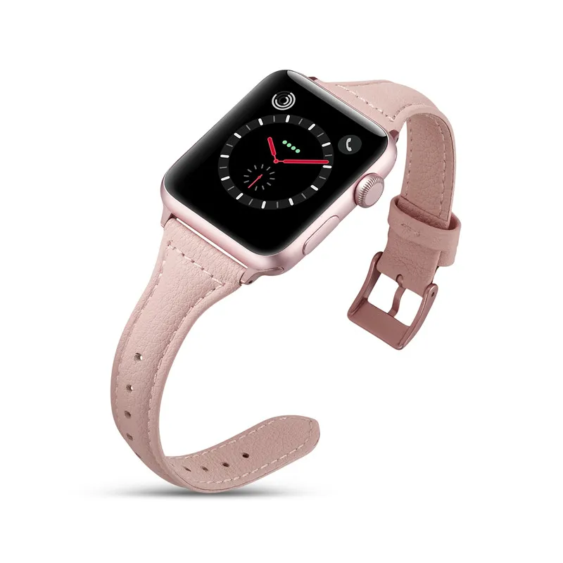 Genuine Leather WatchBand Strap For Apple watch 38 40 42 44 mm, VIOTOO Women Luxury Leather Watch Band - Цвет ремешка: Pink