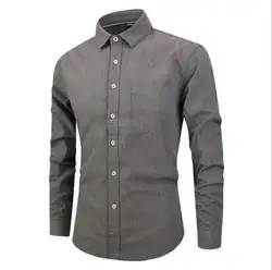 2019 для мужчин повседневное Slim Fit рубашки с длинными рукавами camisa masculina демисезонный 100% хлопковое платье рубашка s одежда рубашка homme