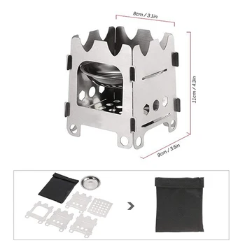 

Foldable Wood stove Detachable Alcohol Small Cookware Picnic Cooking Ultralight Outdoor Portable Stailness steel