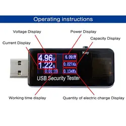 Цифровой USB ток Напряжение метр зарядки детектор Амперметр мобильный Мощность Ёмкость тестер для USB Зарядное устройство Запасные