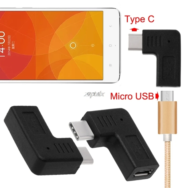 

90 Degree Type C Male to Micro USB Female Converter Adapter For Xiaomi5 6 8 Huawei Mate 10 P20