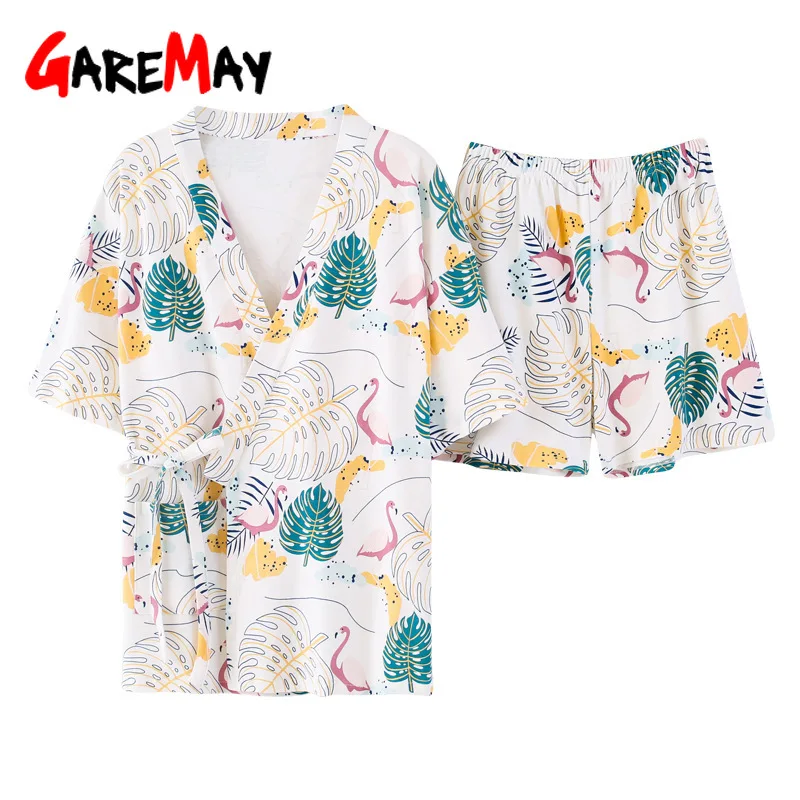 

Garemay Women's Pajamas With Shorts Home Wear Short Sleeve Summer 2019 Cotton Night Wear Ladies Pajamas For Women Home Suit