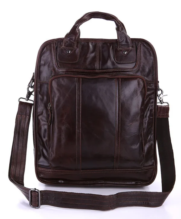 Многоцелевой подлинный винтажный коричневый кожаный мужской рюкзак сумка на плечо 7168C