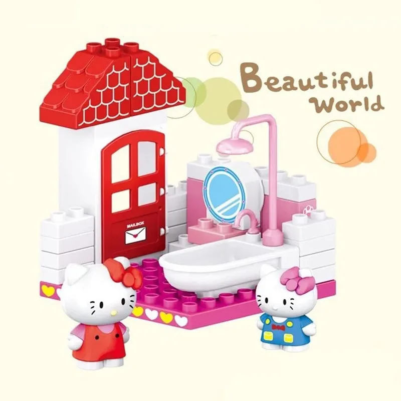Сделай Сам Розовая Принцесса каслебольшая частица строительные блоки замок обучающая игрушка для детей совместимая с duplo горка