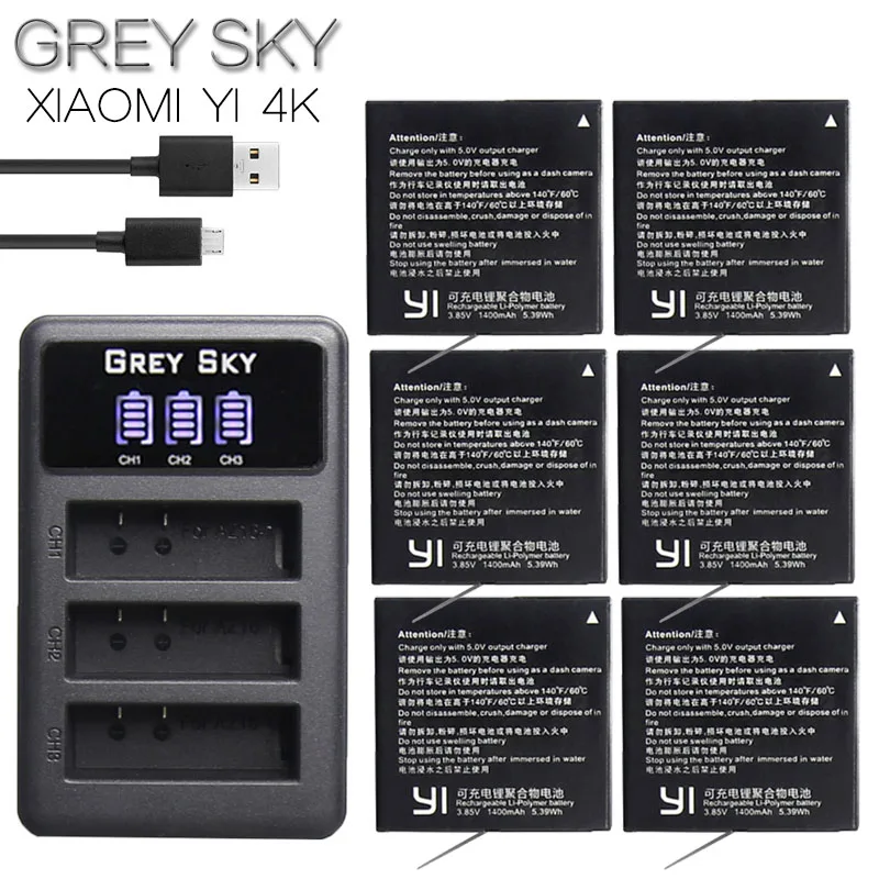 

new bateria yi 4k battery + 3lots charger for original xiaomi yi 2 xiaoyi 4k 4k plus black camera accessories