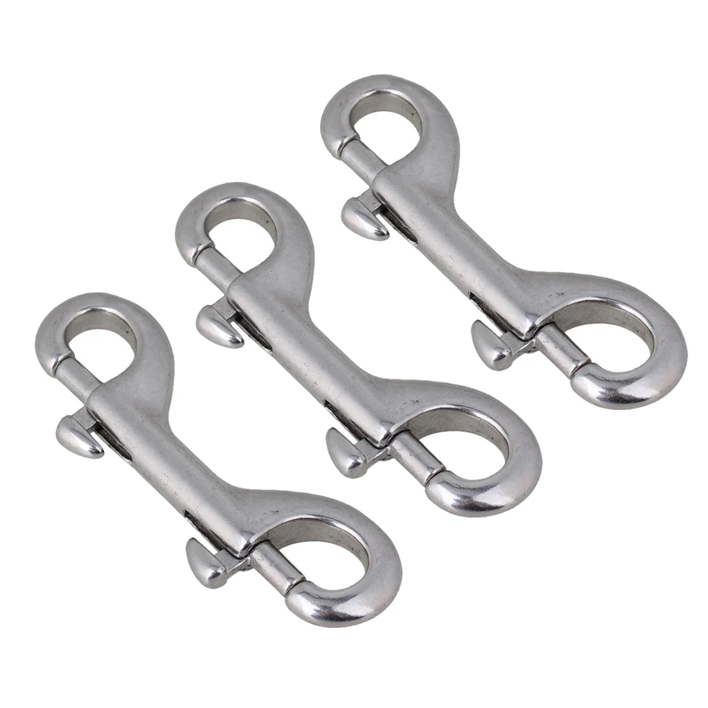 

316 Stainless Steel 90mm Double End Bolt Snap Hook Marine Grade Double Ended Snaps Diving Clips Key Ring & Pet Chains Set of 3