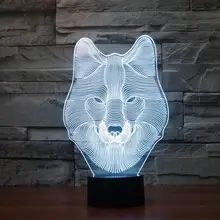 USB Новинка подарки 7 цветов Изменение животного волк светодиодный Ночные светильники 3D LED стол настольные лампы как украшения дома Хэллоуин Детский подарок