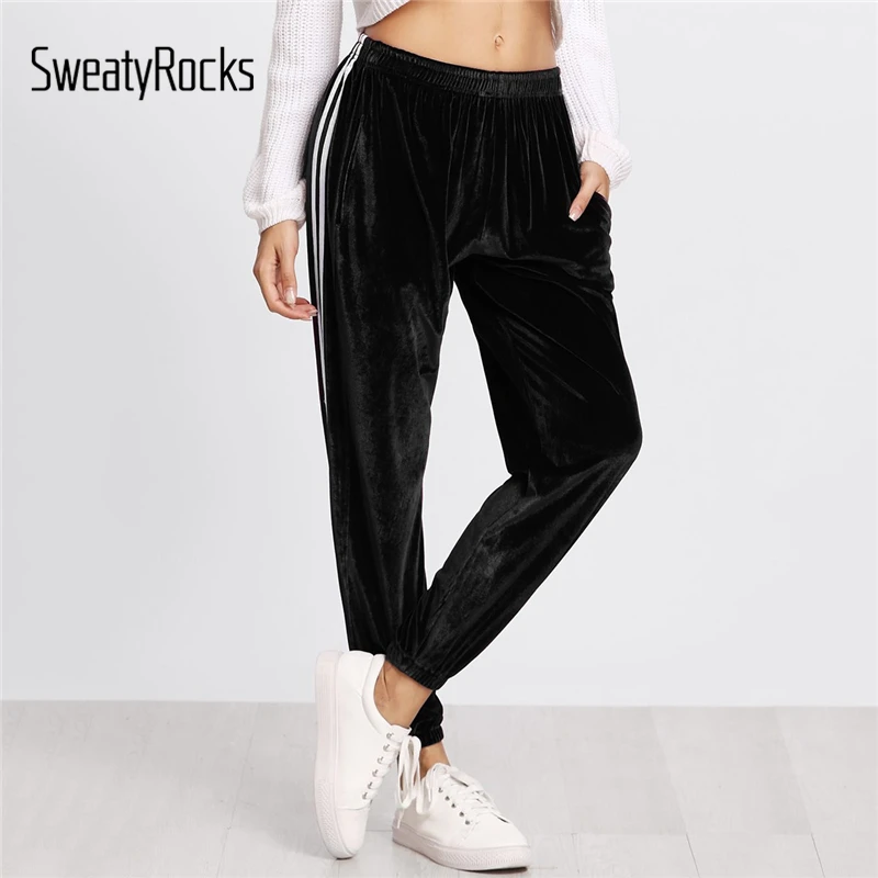 striped velvet pants