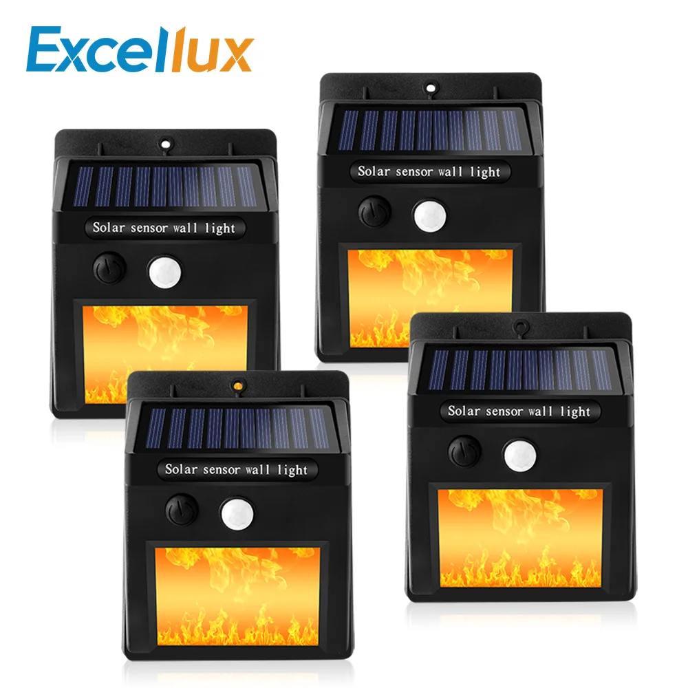 

4 pcs Pack Solar Light Outdoor Solar Lamp lPIR Motion Sensor Lamp Waterproof Solar Power Lamp White And Simulation Flame Light