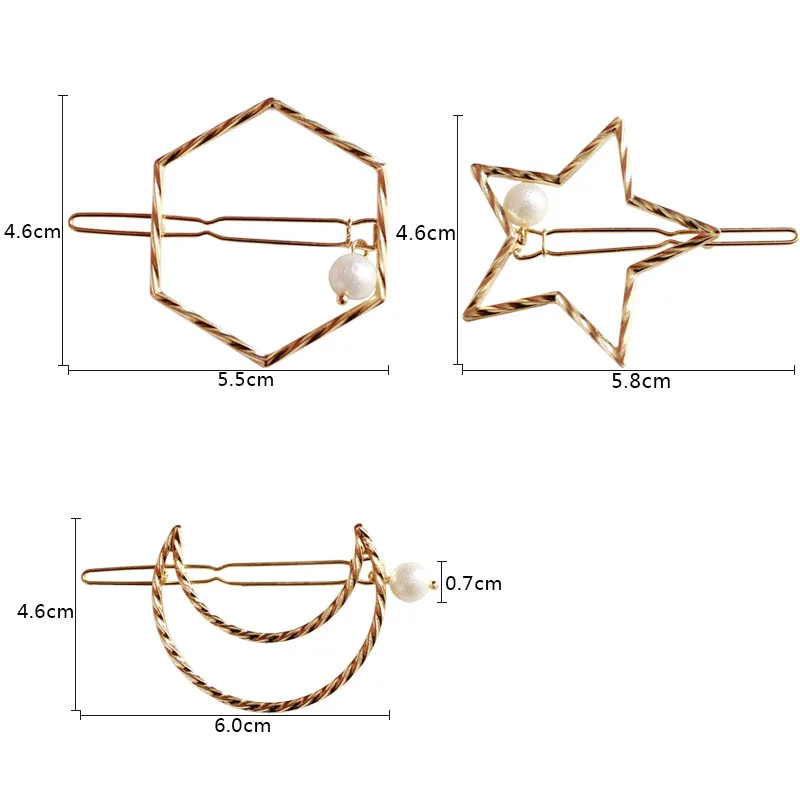 Модная жемчужная заколка для волос для женщин девочек головной убор простая Звезда Луна Геометрическая боковая заколка для взрослых головные уборы аксессуары для волос