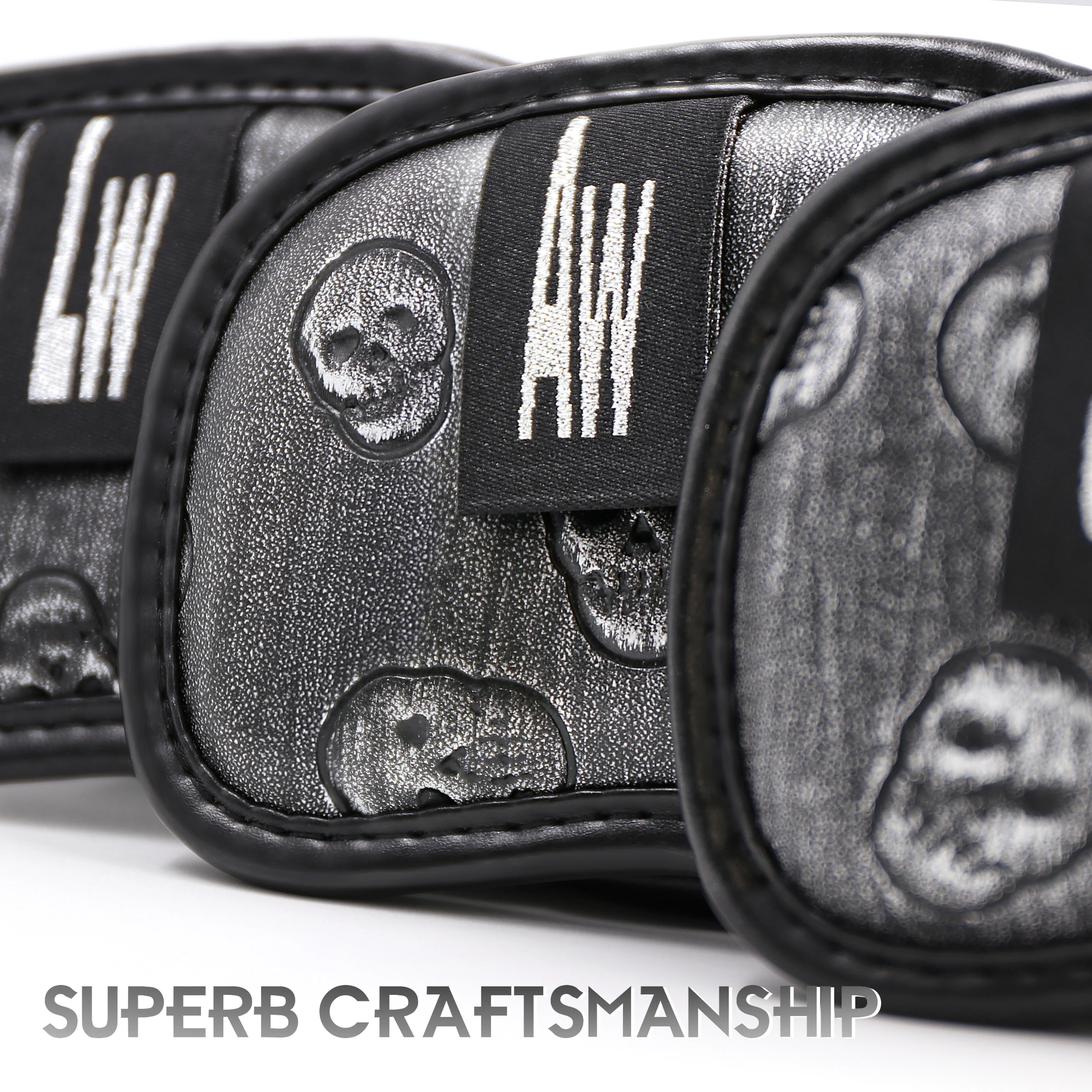 NEW Champkey Black Silver Skull Golf Iron Head Cover Pack of 12pcs Premium Polyurethane Plus Memory Material Club Covers