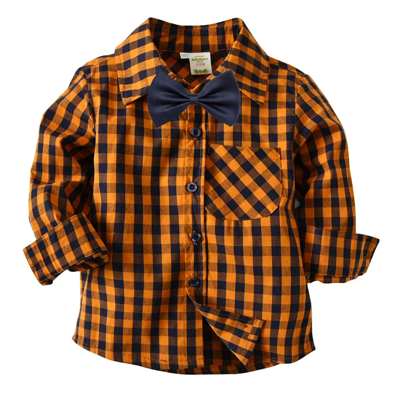 

2019 Hot Sale Boys Shirts Plaid Tops Long Sleeve Shirt Spring Autumn Boy Blouses Boy Shirts Kids korean Style Kids Clothes