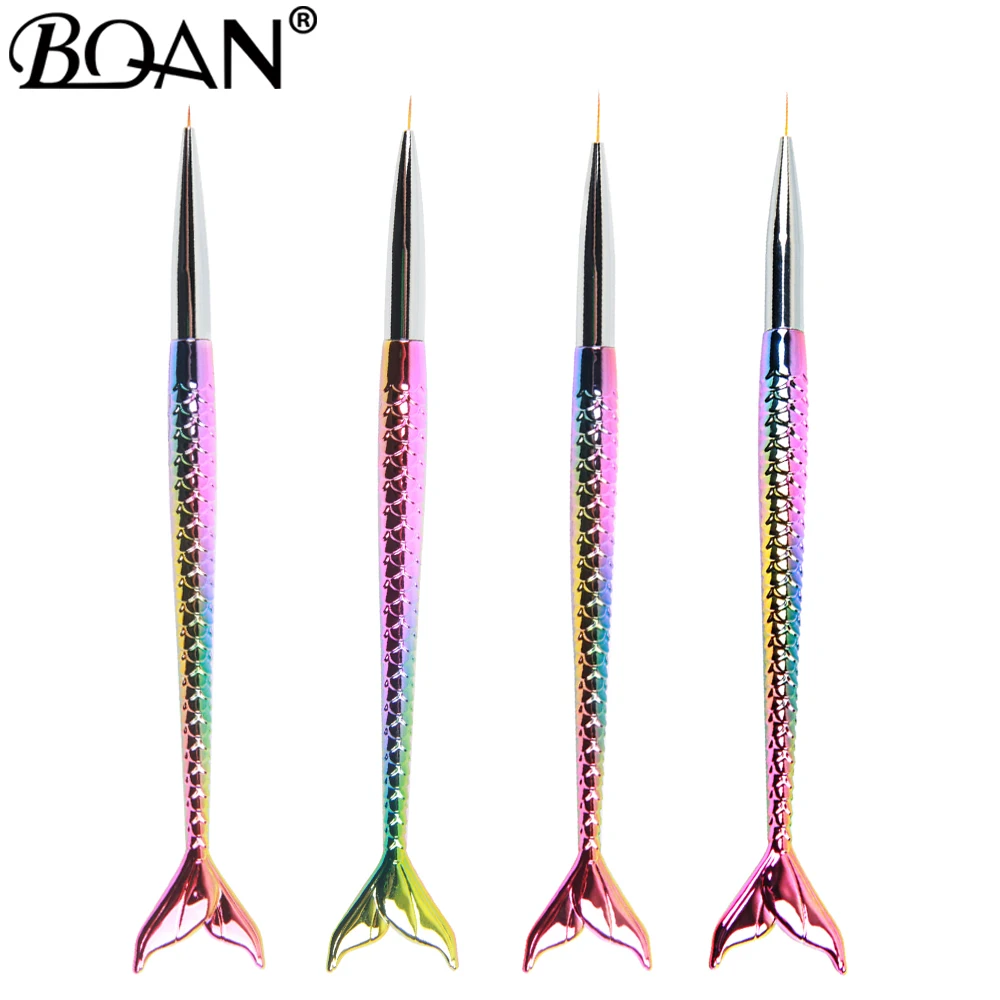 

BQAN 5/7/9/11mm Nail Art Gradient Mermaid Design Painting Drawing Pen Liner Lines Stripes Brush Flower Nail Art Manicure Tools