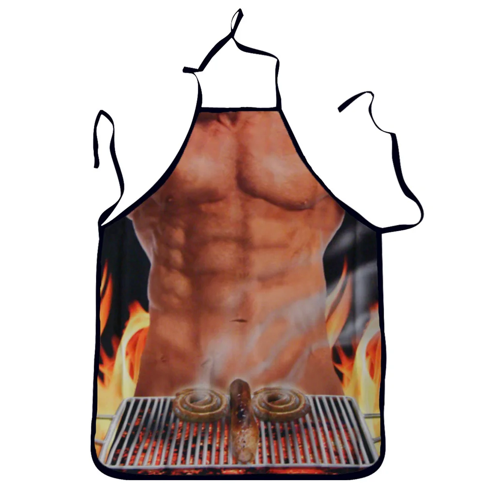 OFF|DAVEVY 3D Muscle Apron Male Washable Naked Muscle Men Kitchen Cooking B...