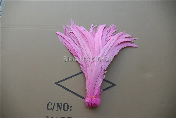 

Wholesale 100pcs/lot 14-16inch 35-40cm light pink rooster feather coque cock tail feathers hackle tail feathers