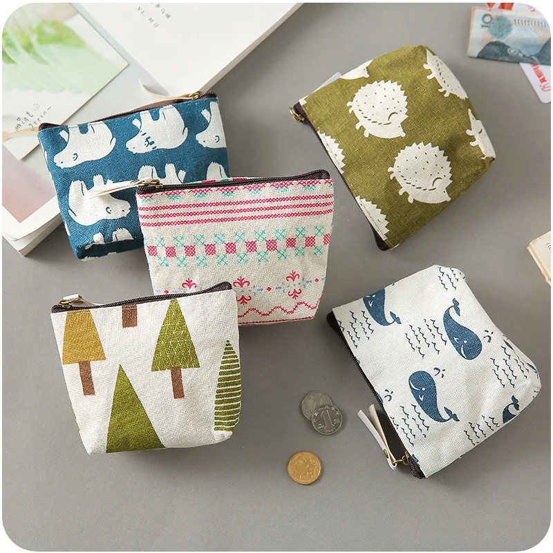 Ladies Canvas Classic Retro Small Change Coin Purse Little Key Car Pouch Money Bag Cheapest Girl's Mini Short Coin Holder Wallet