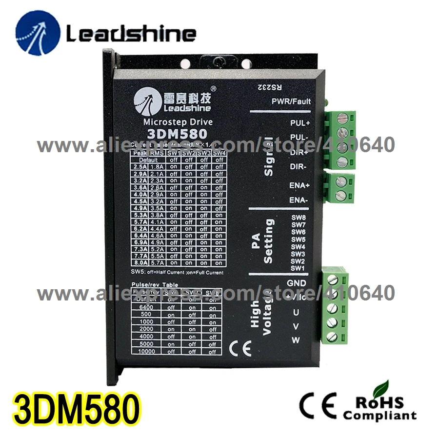 Настоящий шаговый двигатель Leadshine 3DM580 от 18 до 50VDC Max 8A подходит для шагового