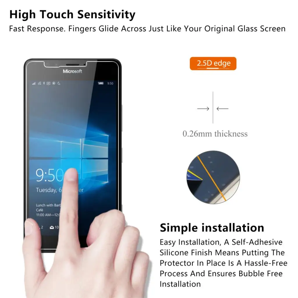 2.5D 0 26 мм 9H Премиум Закаленное стекло для microsoft Lumia 950 Защитная пленка Nokia *|tempered